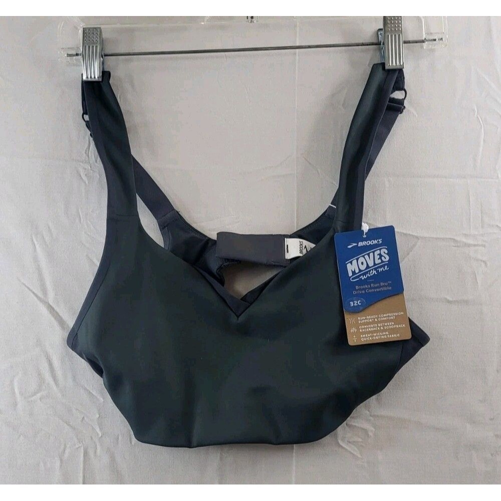 Brooks Sports Bra Women's Size 32C  Gray Running Scoopback Racerback NEW NWT